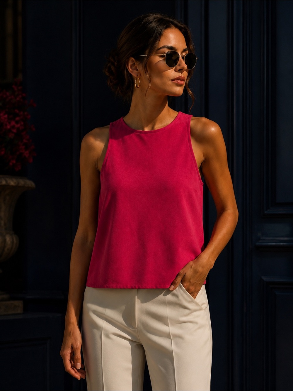 ZARA Hot Pink Sleeveless Suede Top Size Medium